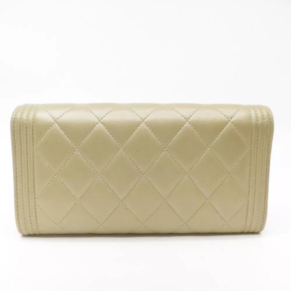 CHANEL Boy Chanel Matelasse Long Wallet Caviar Beige Leather - Picture 3 of 12